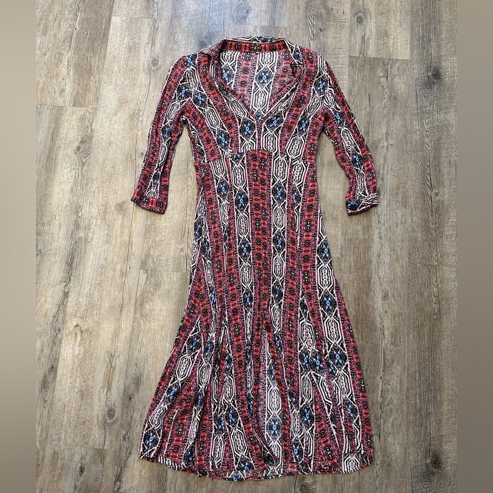 Boho Patterned Collared Sundress - Picture 2 of 12